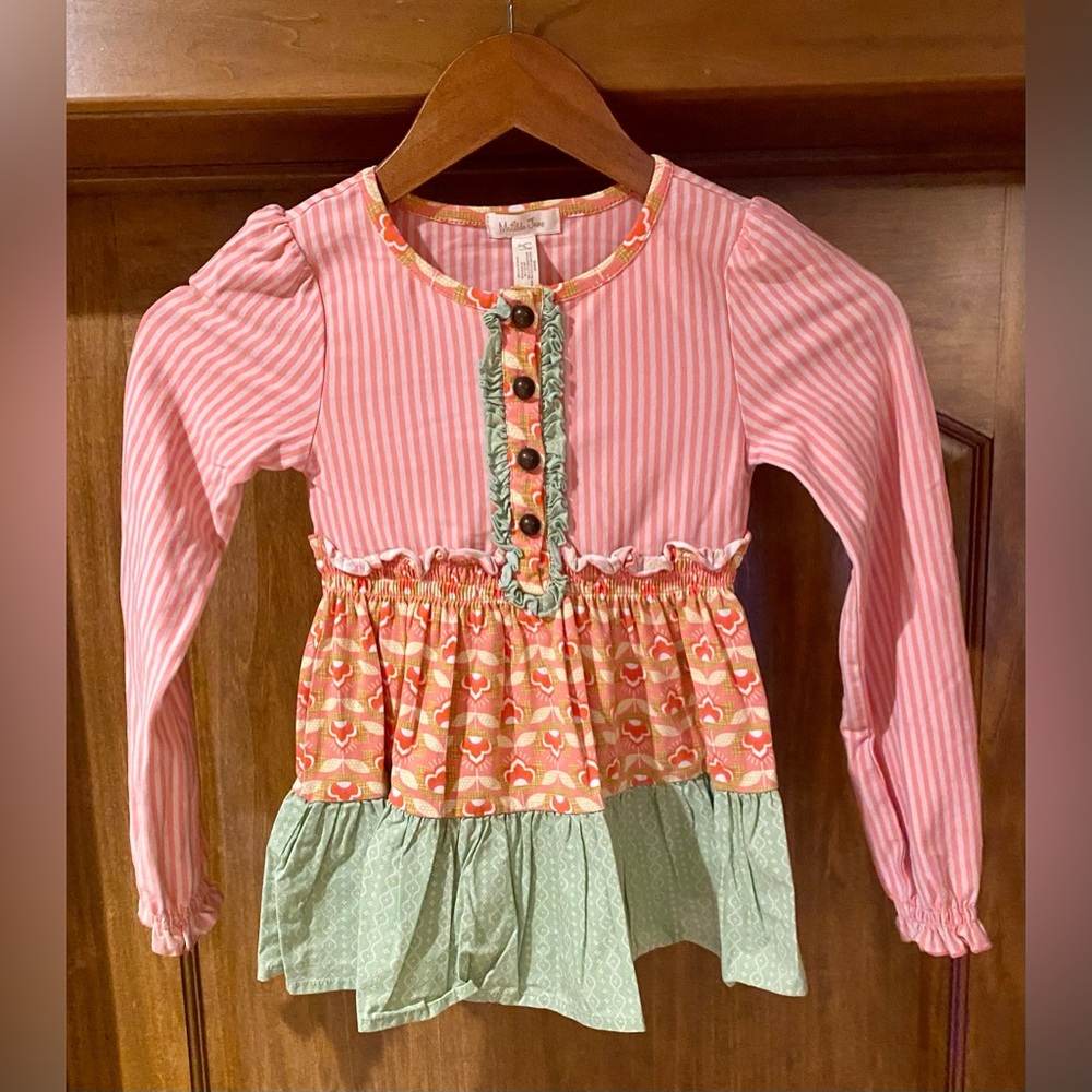 Matilda Jane Striped Pink and Green Patterned Blouse